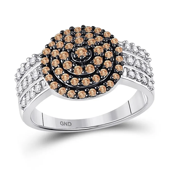 Rings gndatlanta 14k White Gold Brown Diamond Concentric Cluster Ring 34 Cttw Rings gndatlanta 14k White Gold Brown Diamond Concentric Cluster Ring 34 Cttw