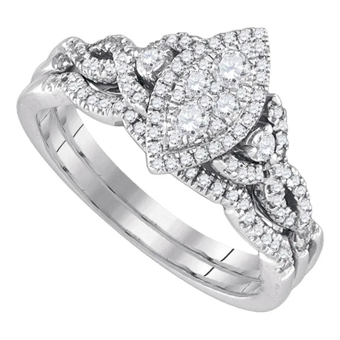 Rings gndatlanta 14k White Gold Diamond Marquiseshape Cluster Wedding Bridal Ring Set 12 Cttw Rings gndatlanta 14k White Gold Diamond Marquiseshape Cluster Wedding Bridal Ring Set 12 Cttw