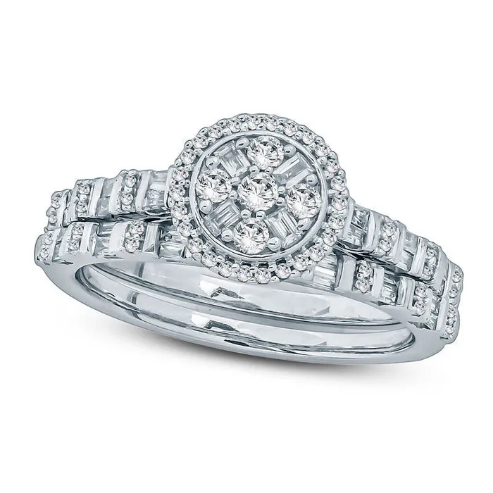 Rings Goldia 050 CT TW Composite Natural Diamond Frame Alternating Shank Bridal Engagement Ring Set in Solid 10K White Gold Rings Goldia 050 CT TW Composite Natural Diamond Frame Alternating Shank Bridal Engagement Ring Set in Solid 10K White Gold