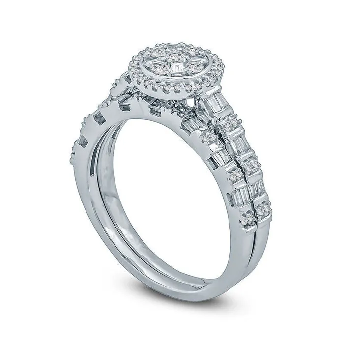 Rings Goldia 050 CT TW Composite Natural Diamond Frame Alternating Shank Bridal Engagement Ring Set in Solid 10K White Gold Rings Goldia 050 CT TW Composite Natural Diamond Frame Alternating Shank Bridal Engagement Ring Set in Solid 10K White Gold