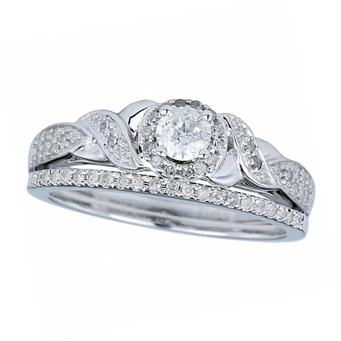 Rings Goldia 050 CT TW Natural Diamond Frame Bridal Engagement Ring Set in Solid 10K White Gold Rings Goldia 050 CT TW Natural Diamond Frame Bridal Engagement Ring Set in Solid 10K White Gold