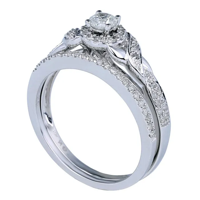 Rings Goldia 050 CT TW Natural Diamond Frame Bridal Engagement Ring Set in Solid 10K White Gold Rings Goldia 050 CT TW Natural Diamond Frame Bridal Engagement Ring Set in Solid 10K White Gold