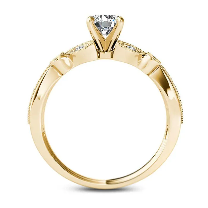 Rings Goldia 063 CT TW Natural Diamond Leaf Antique VintageStyle Engagement Ring in Solid 14K Gold Rings Goldia 063 CT TW Natural Diamond Leaf Antique VintageStyle Engagement Ring in Solid 14K Gold