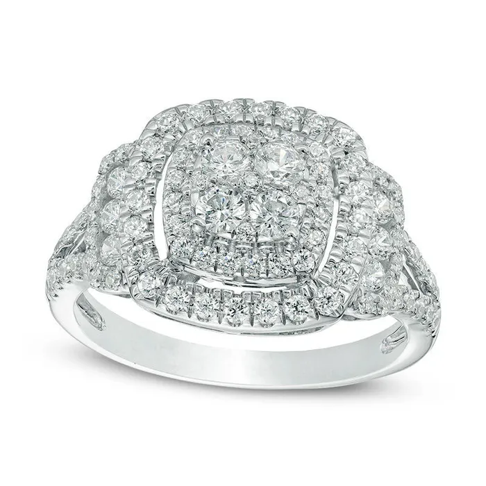 Rings Goldia 10 CT TW Composite Natural Diamond Cushion Frame Collar Ring in Solid 10K White Gold