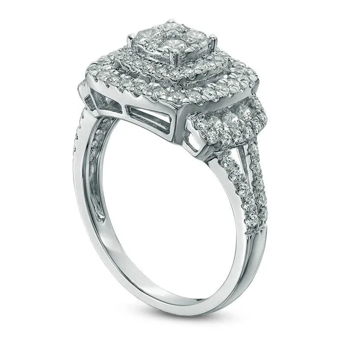 Rings Goldia 10 CT TW Composite Natural Diamond Cushion Frame Collar Ring in Solid 10K White Gold Rings Goldia 10 CT TW Composite Natural Diamond Cushion Frame Collar Ring in Solid 10K White Gold