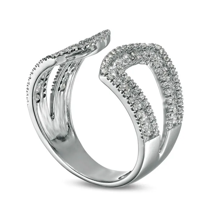 Rings Goldia 10 CT TW Natural Diamond Angular Open Ring in Solid 10K White Gold Rings Goldia 10 CT TW Natural Diamond Angular Open Ring in Solid 10K White Gold