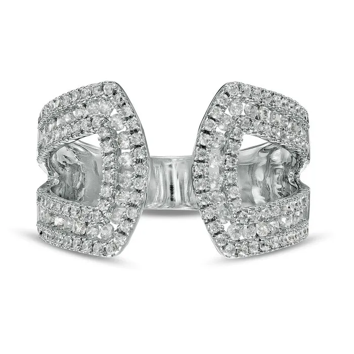 Rings Goldia 10 CT TW Natural Diamond Angular Open Ring in Solid 10K White Gold Rings Goldia 10 CT TW Natural Diamond Angular Open Ring in Solid 10K White Gold