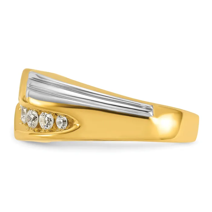 Rings Goldia 14k Twotone Two Tone 1 Ct Lab Grown Diamond VSSI G Polished and Grooved Mens Ring