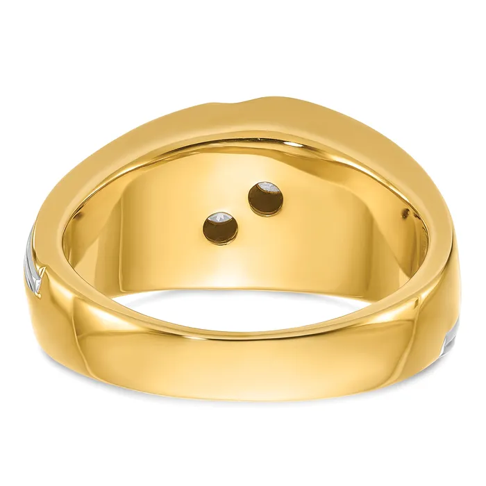 Rings Goldia 14k Twotone Two Tone 1 Ct Lab Grown Diamond VSSI G Polished and Grooved Mens Ring