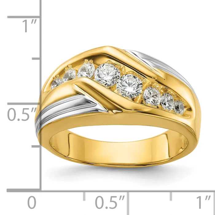 Rings Goldia 14k Twotone Two Tone 1 Ct Lab Grown Diamond VSSI G Polished and Grooved Mens Ring