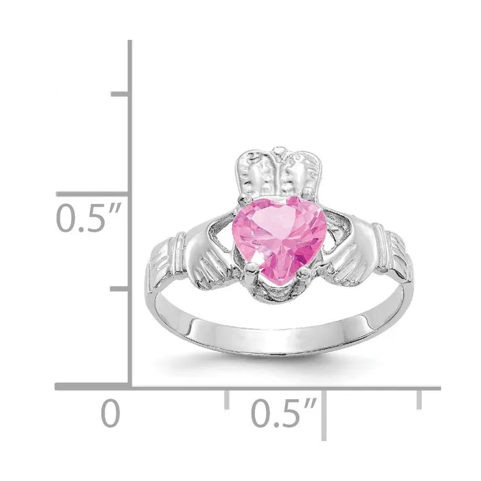 Rings Goldia 14k White Gold October CZ Birthstone Claddagh Ring