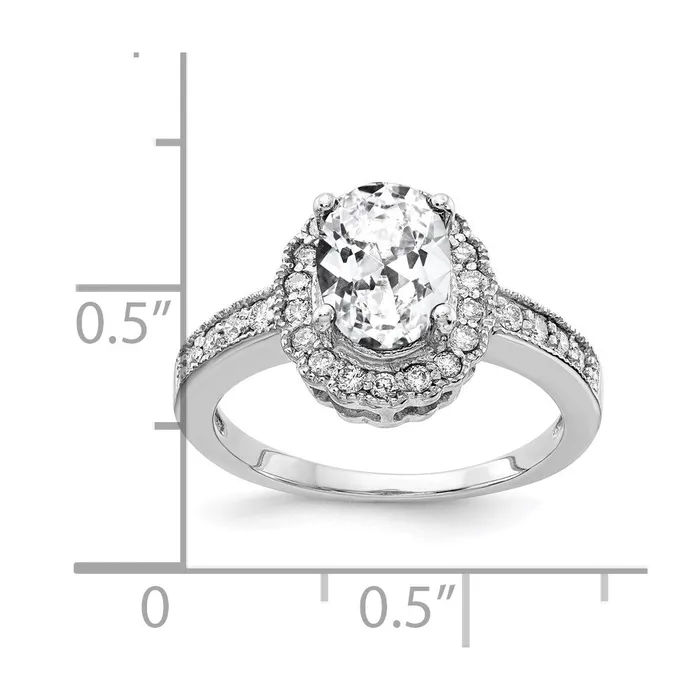 Rings Goldiacom 14k White Gold 8x6mm Oval Cubic Zirconia AA Real Diamond ring