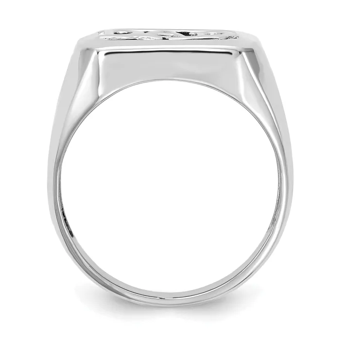 Rings Solid 14k White Gold A Simulated CZ mens Ring Goldia
