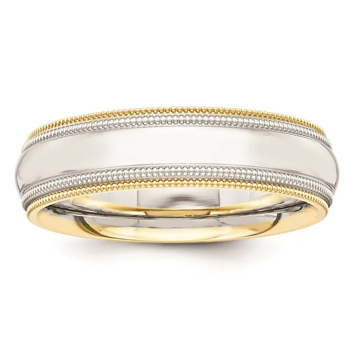 Rings Solid 14K Yellow Gold TwoTone 55mm MilgrainedEdged Size 6 Wedding MensWomens Wedding Band Ring Goldia Rings Solid 14K Yellow Gold TwoTone 55mm MilgrainedEdged Size 6 Wedding MensWomens Wedding Band Ring Goldia
