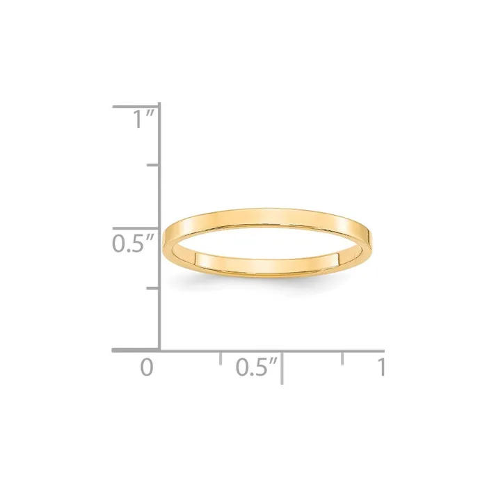 Rings Solid 18K Yellow Gold 2mm Light Weight Flat MensWomens Wedding Band Ring Size 9 Goldia