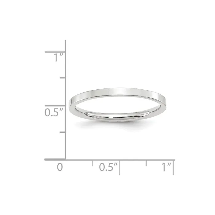 Solid 14K White Gold 2mm Standard Flat Comfort Fit MensWomens Wedding Band Ring Size 9 Goldia Rings