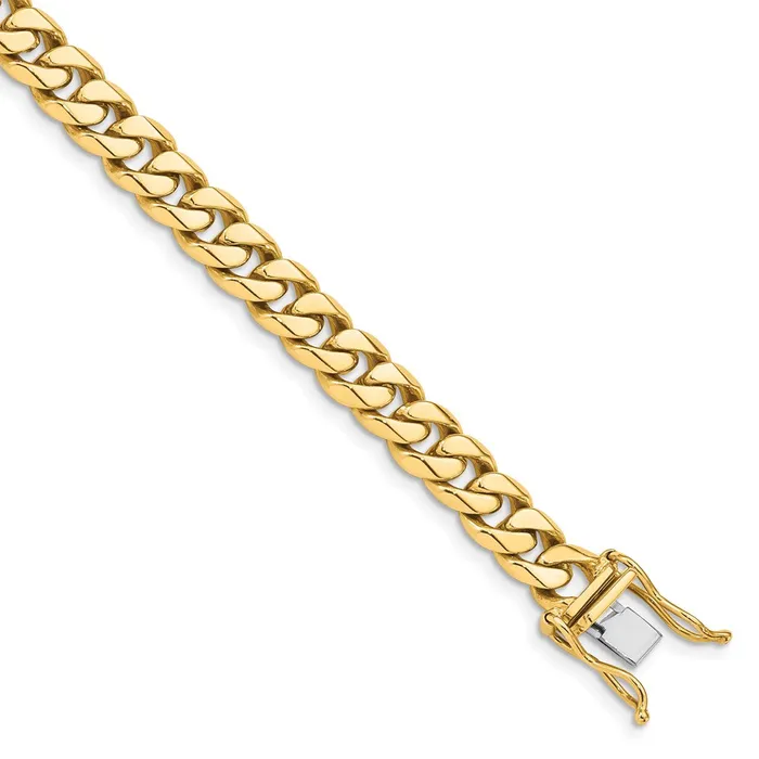 Solid 14K Yellow Gold 24 inch 7mm Hand Polished Miami Cuban Link with Box Catch Clasp Chain Necklace MDS Necklaces Solid 14K Yellow Gold 24 inch 7mm Hand Polished Miami Cuban Link with Box Catch Clasp Chain Necklace MDS Necklaces