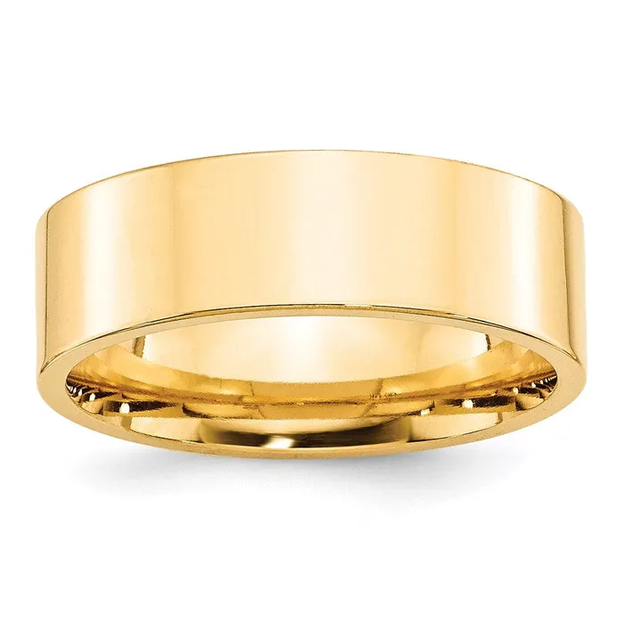 Solid 14K Yellow Gold 7mm Standard Flat Comfort Fit MensWomens Wedding Band Ring Size 7 Goldia Rings Solid 14K Yellow Gold 7mm Standard Flat Comfort Fit MensWomens Wedding Band Ring Size 7 Goldia Rings