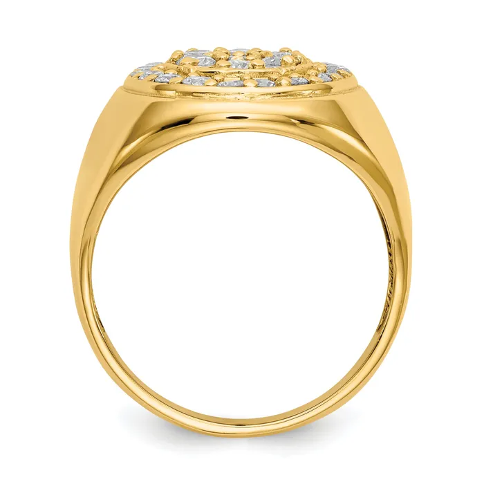Solid 14k Yellow Gold VS Simulated CZ mens Ring Goldia Rings