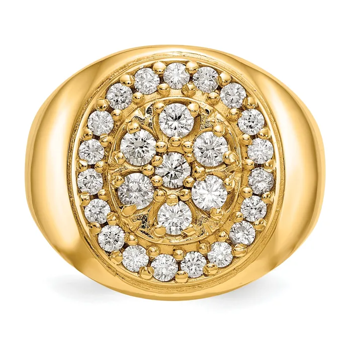 Solid 14k Yellow Gold VS Simulated CZ mens Ring Goldia Rings