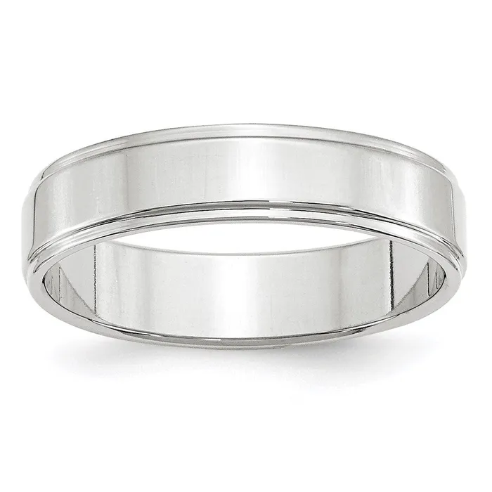 Solid 18K White Gold 5mm Flat with Step Edge MensWomens Wedding Band Ring Size 125 Goldia Rings Solid 18K White Gold 5mm Flat with Step Edge MensWomens Wedding Band Ring Size 125 Goldia Rings