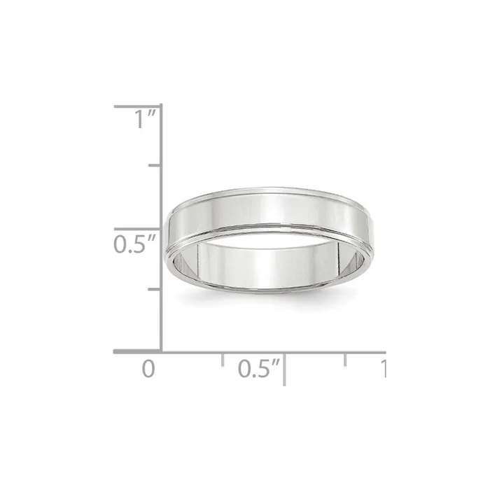 Solid 18K White Gold 5mm Flat with Step Edge MensWomens Wedding Band Ring Size 125 Goldia Rings Solid 18K White Gold 5mm Flat with Step Edge MensWomens Wedding Band Ring Size 125 Goldia Rings