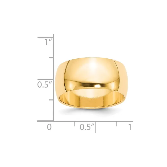 Solid 18K Yellow Gold 10mm Half Round MensWomens Wedding Band Ring Size 55 Goldia Rings