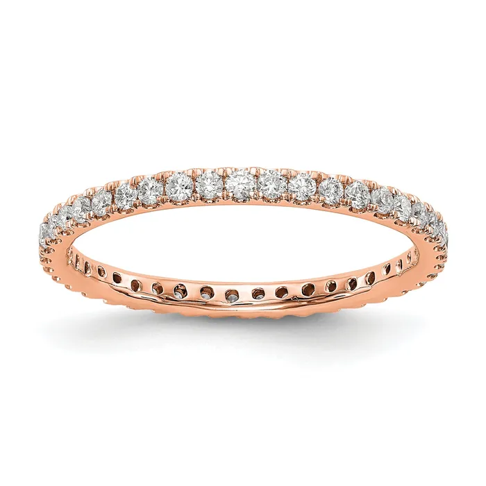 Solid Real 14k Rose Gold Polished U Shared Prong 12ct CZ Eternity Wedding Band Ring Goldia Rings Solid Real 14k Rose Gold Polished U Shared Prong 12ct CZ Eternity Wedding Band Ring Goldia Rings