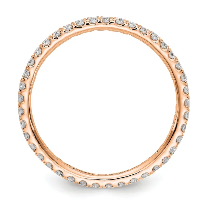 Solid Real 14k Rose Gold Polished U Shared Prong 12ct CZ Eternity Wedding Band Ring Goldia Rings