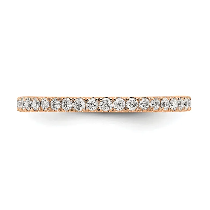 Solid Real 14k Rose Gold Polished U Shared Prong 12ct CZ Eternity Wedding Band Ring Goldia Rings