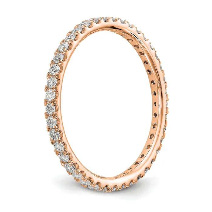 Solid Real 14k Rose Gold Polished U Shared Prong 12ct CZ Eternity Wedding Band Ring Goldia Rings