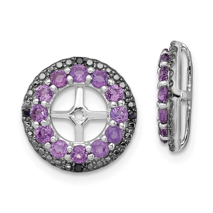 Sterling Silver Rhodium Amethyst u0026 Black Sapphire Earring Jacket Goldia Earrings