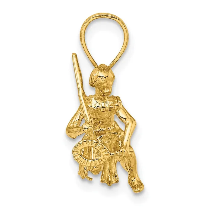 14K 3D Island Warrior Dance Charm TreasureFineJewelers Charm Necklaces
