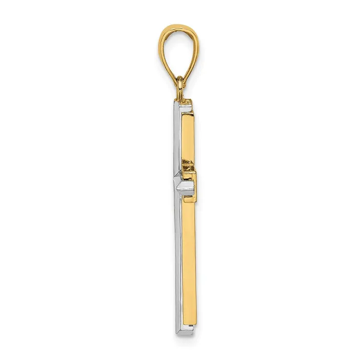 14K Twotone Polished Cross Charm TreasureFineJewelers Charm Necklaces