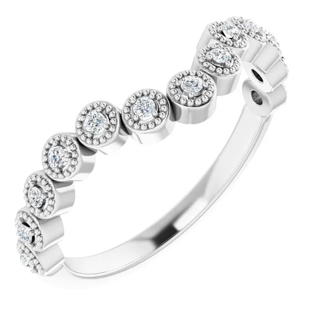 14K White 18 CTW Natural Diamond VintageInspired Contour Band TreasureFineJeweler Rings