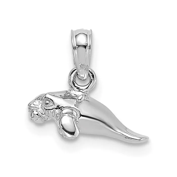 14K White Gold 3D Polished Mini Manatee Charm TreasureFineJewelers Charm Necklaces