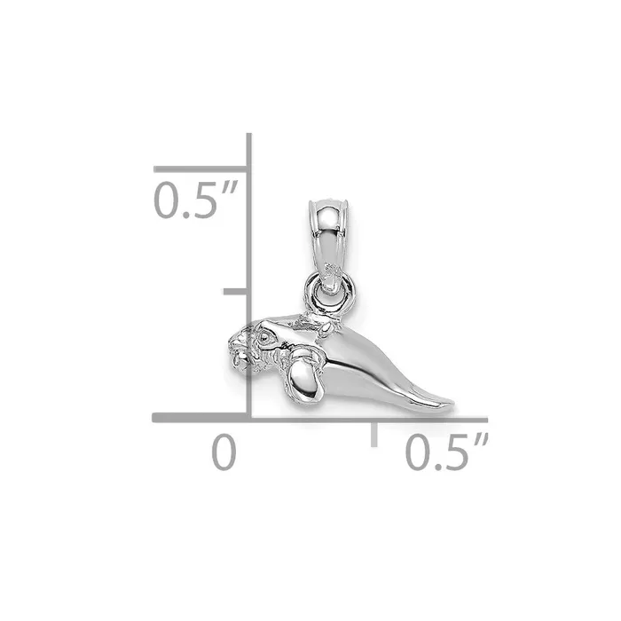 14K White Gold 3D Polished Mini Manatee Charm TreasureFineJewelers Charm Necklaces