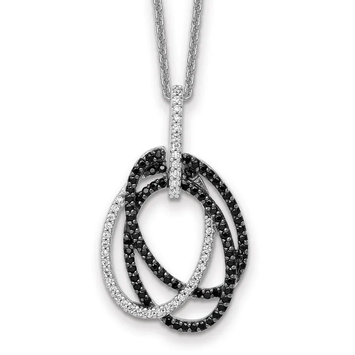 14k White Gold 35ct White Black Diamond Intertwined Ovals Necklace TreasureFineJewelers Necklaces 14k White Gold 35ct White Black Diamond Intertwined Ovals Necklace TreasureFineJewelers Necklaces