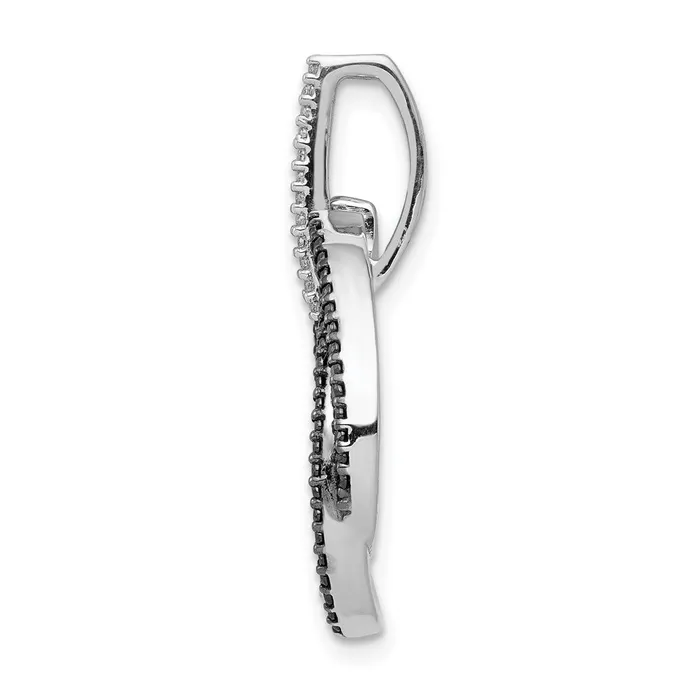 14k White Gold 35ct White Black Diamond Intertwined Ovals Necklace TreasureFineJewelers Necklaces