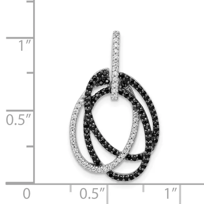 14k White Gold 35ct White Black Diamond Intertwined Ovals Necklace TreasureFineJewelers Necklaces