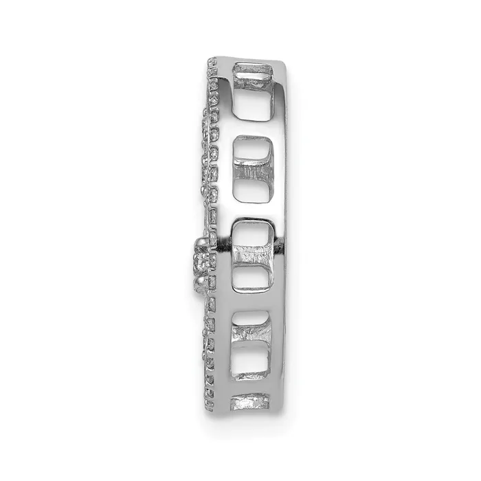14k White Gold Oval 15ct Diamond Fleur de Lis Chain Slide TreasureFineJewelers Necklaces