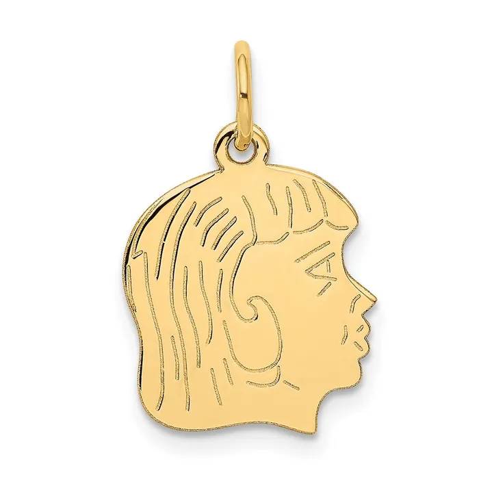 14k Yellow Gold 011 Depth Engravable Girl Head Charm TreasureFineJewelers Charm Necklaces 14k Yellow Gold 011 Depth Engravable Girl Head Charm TreasureFineJewelers Charm Necklaces