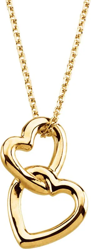 14K Yellow Gold Double Heart 18 Necklace TreasureFineJewelers Necklaces