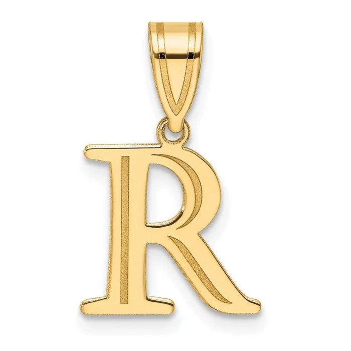 14k Yellow Gold Polished Etched Letter R Initial Pendant TreasureFineJewelers Necklaces 14k Yellow Gold Polished Etched Letter R Initial Pendant TreasureFineJewelers Necklaces