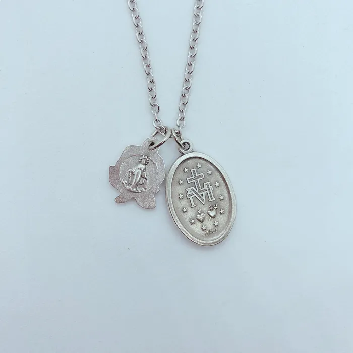 Catholic Gifts Canada Charm Necklaces Miraculous Medal with Rose Charm