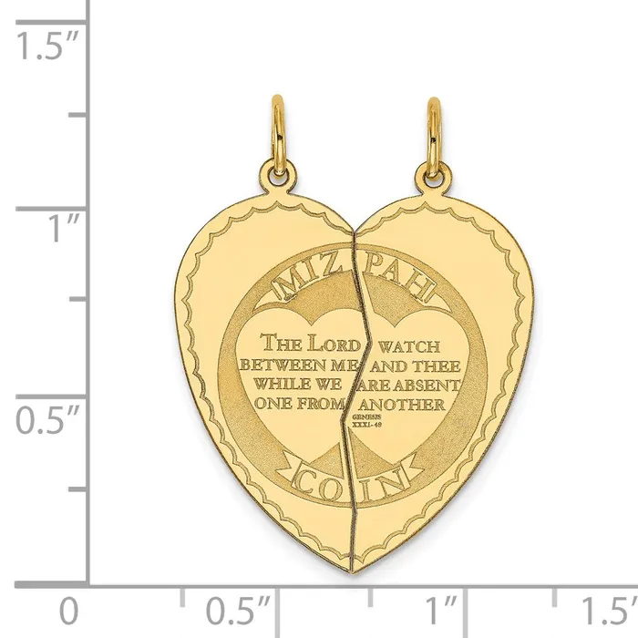 Charm Necklaces 14k Yellow Gold 2piece Mizpah Charm TreasureFineJewelers