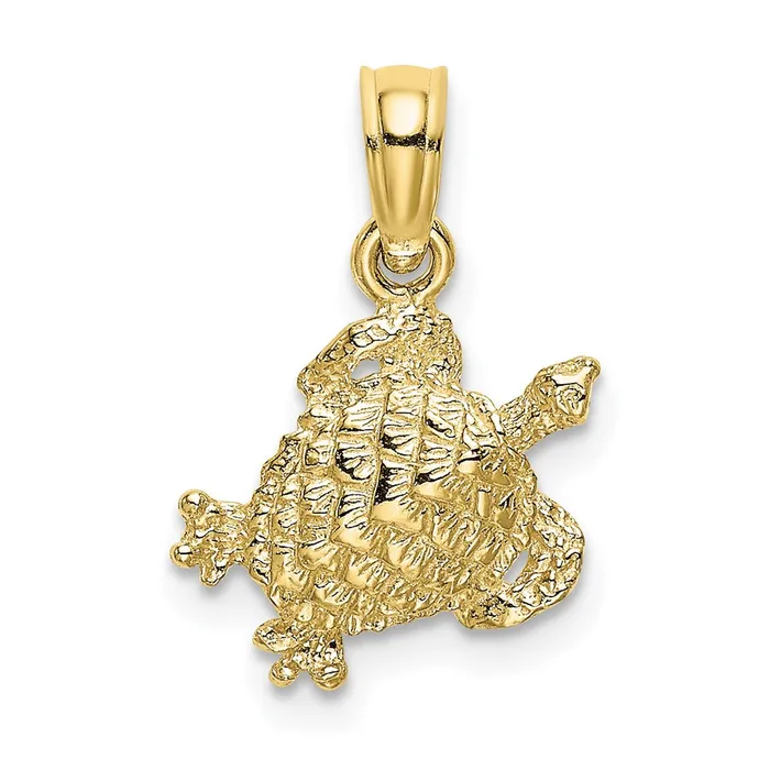 Charm Necklaces TreasureFineJewelers 10K Textured Sea Turtle Charm