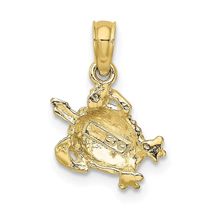 Charm Necklaces TreasureFineJewelers 10K Textured Sea Turtle Charm