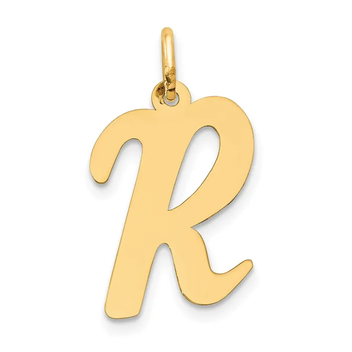 Charm Necklaces TreasureFineJewelers 10k Yellow Gold Large Script Letter R Initial Charm Charm Necklaces TreasureFineJewelers 10k Yellow Gold Large Script Letter R Initial Charm