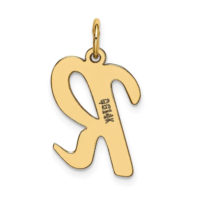 Charm Necklaces TreasureFineJewelers 10k Yellow Gold Large Script Letter R Initial Charm